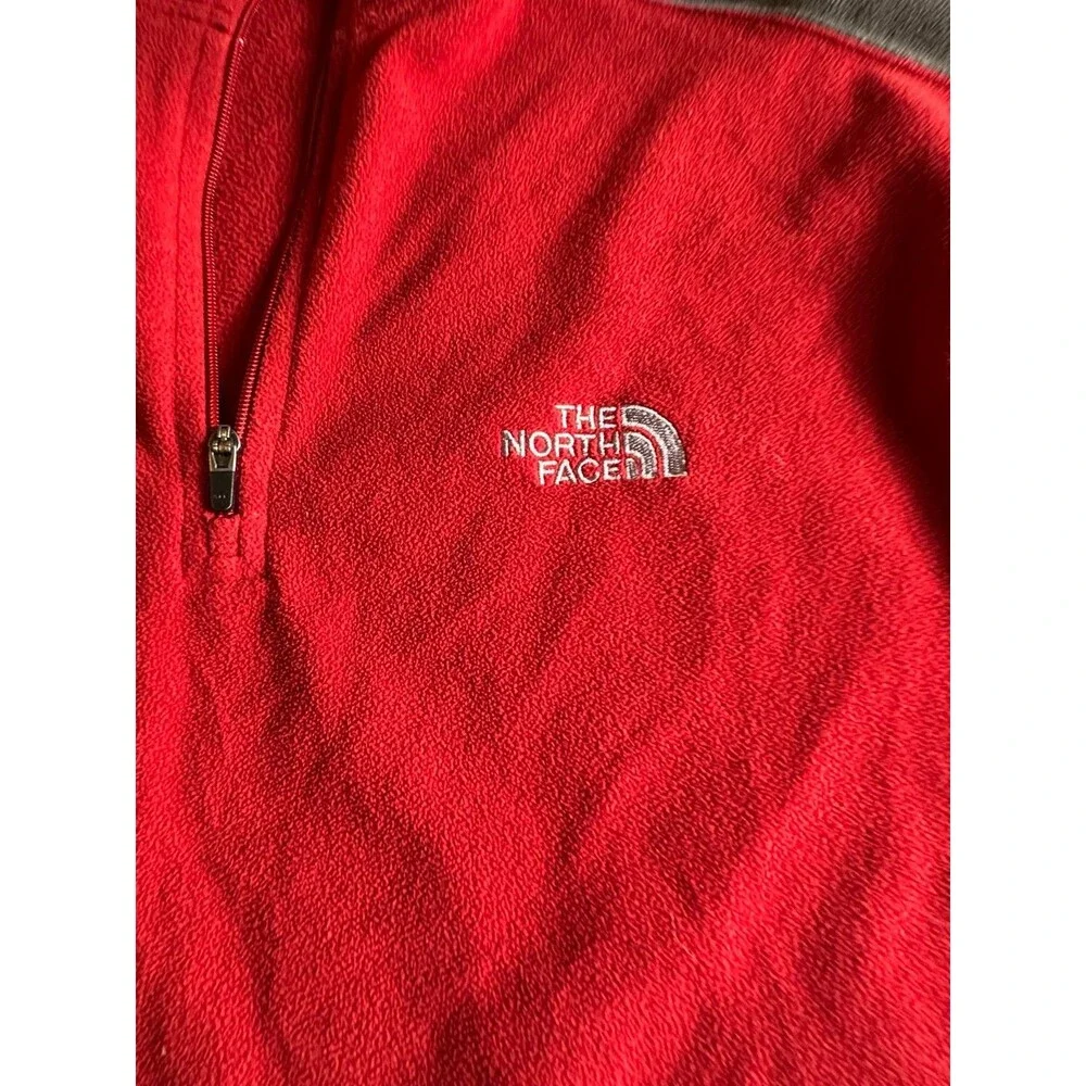 The North Face Mens Red Fleece 1/4 Zip Pullover Sweater L G
